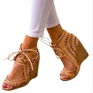 Charlotte Russe Womens Wedge Black Size 9M Open Toe Shoes